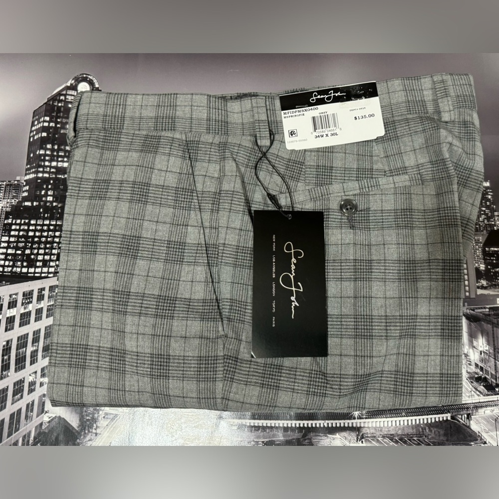 Sean John Gray Plaid Dress Pants